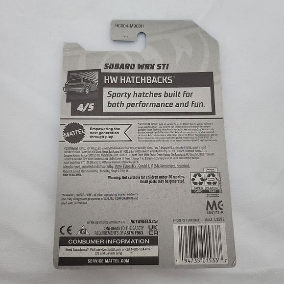 Hot Wheels Subaru WRX STI HW HATCHBACKS - Picture 2 of 2